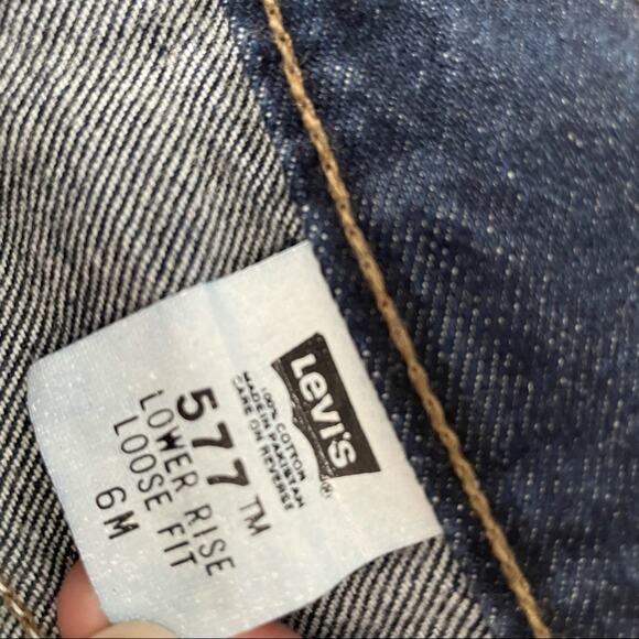 Levi’s 577 low rise loose fit cropped vintage 90s jeans size 6 blue denim - Picture 5 of 9
